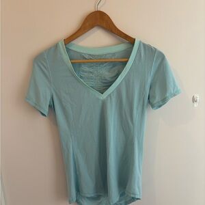 lululemon athletica Light Aqua V‑Neck Short Sleeve Top